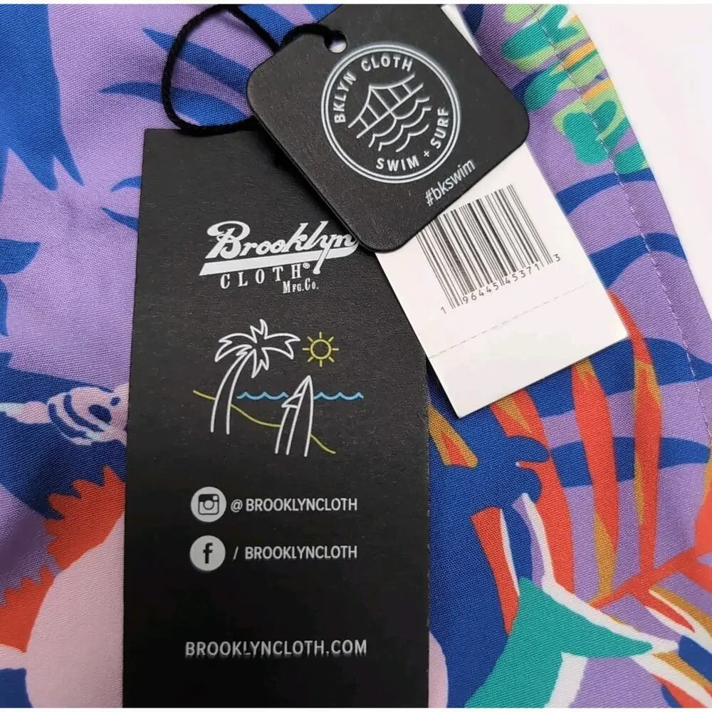 Brooklyn Cloth Co Swim Trunks Shorts Mens Size M Surfing Dinosaurs Print NEW NWT